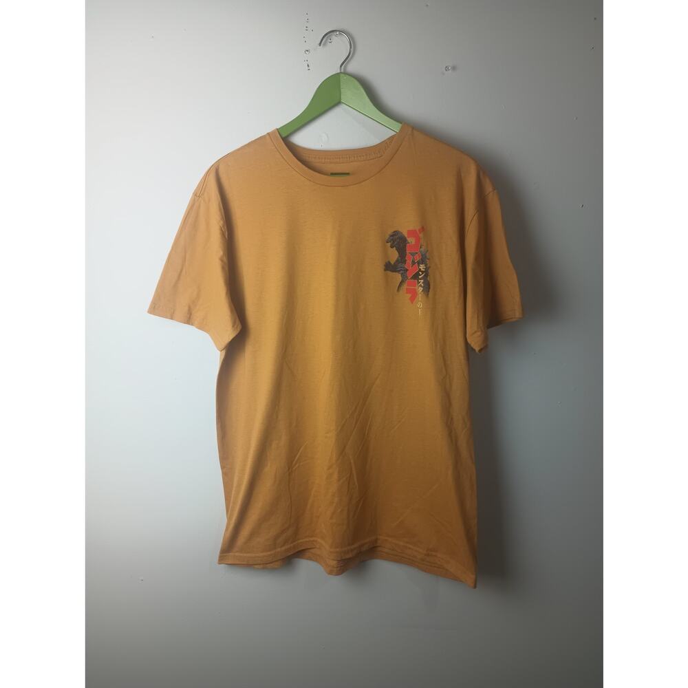Godzilla Vintage Art Panel T-Shirt Men's Large Yellow Graphic Japanese
